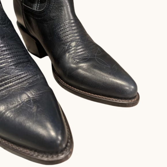 Like New Tecovas Abby Navy Bovine Cowboy Boots - Picture 4 of 6